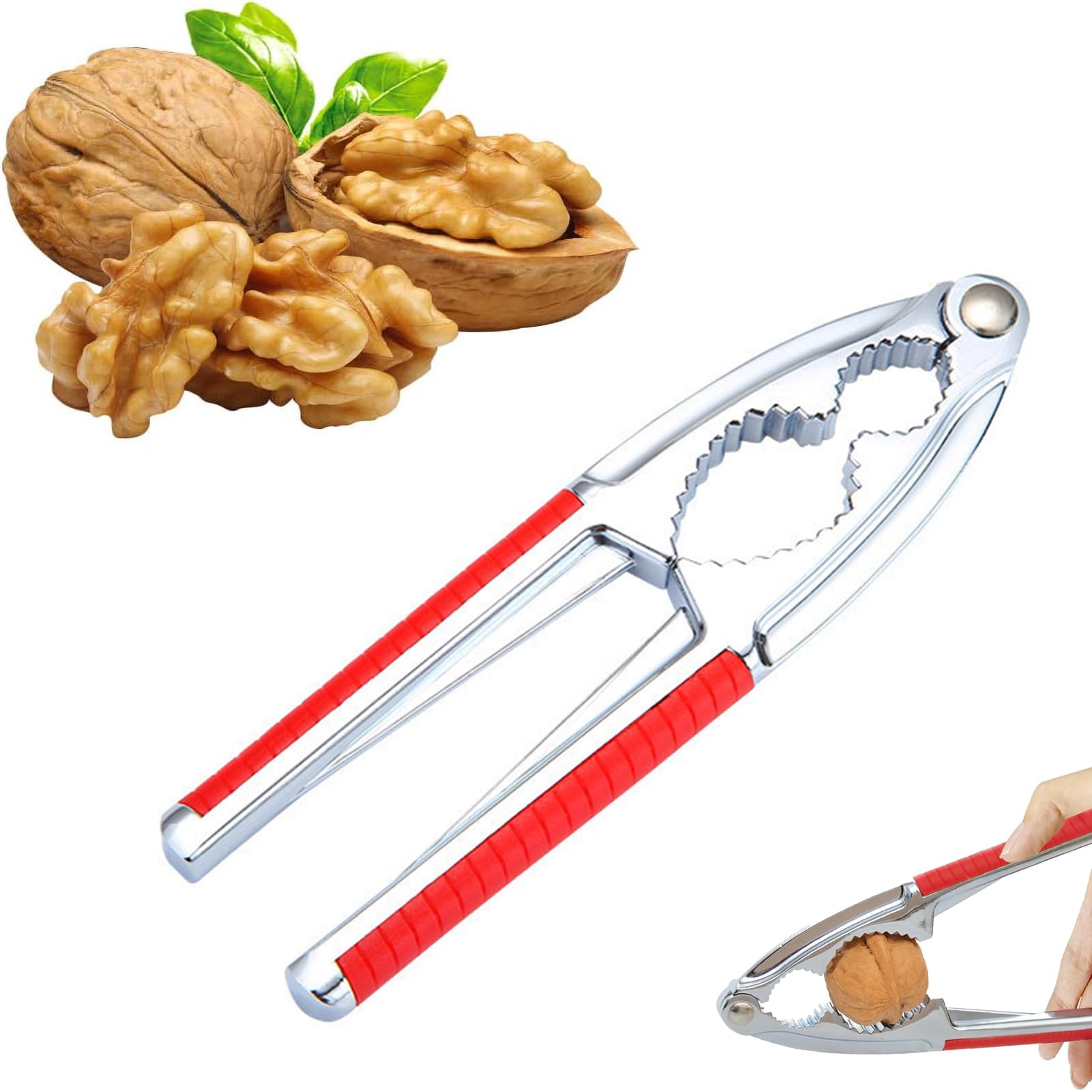 AOMAIGAD Nussknacker Aus Edelstahl - Mit Rutschfestem Griff Für Walnüsse & Meeresfrüchte