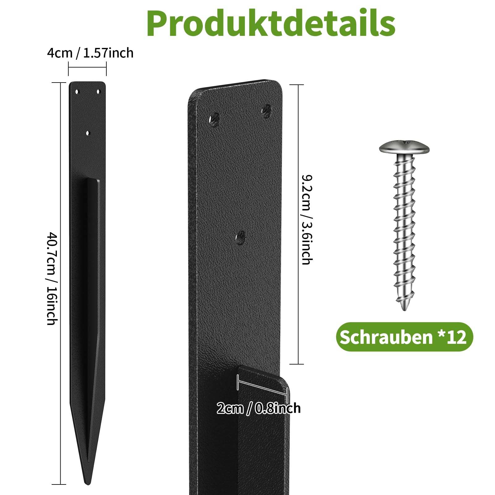 KHAMAL Einschlaghülse Bodenhülse 4er-Pack – Stabil Einschlagbodenhülse Schaukeln, Gartenzäune & Markisen auf jedem Untergrund (41x4 cm)