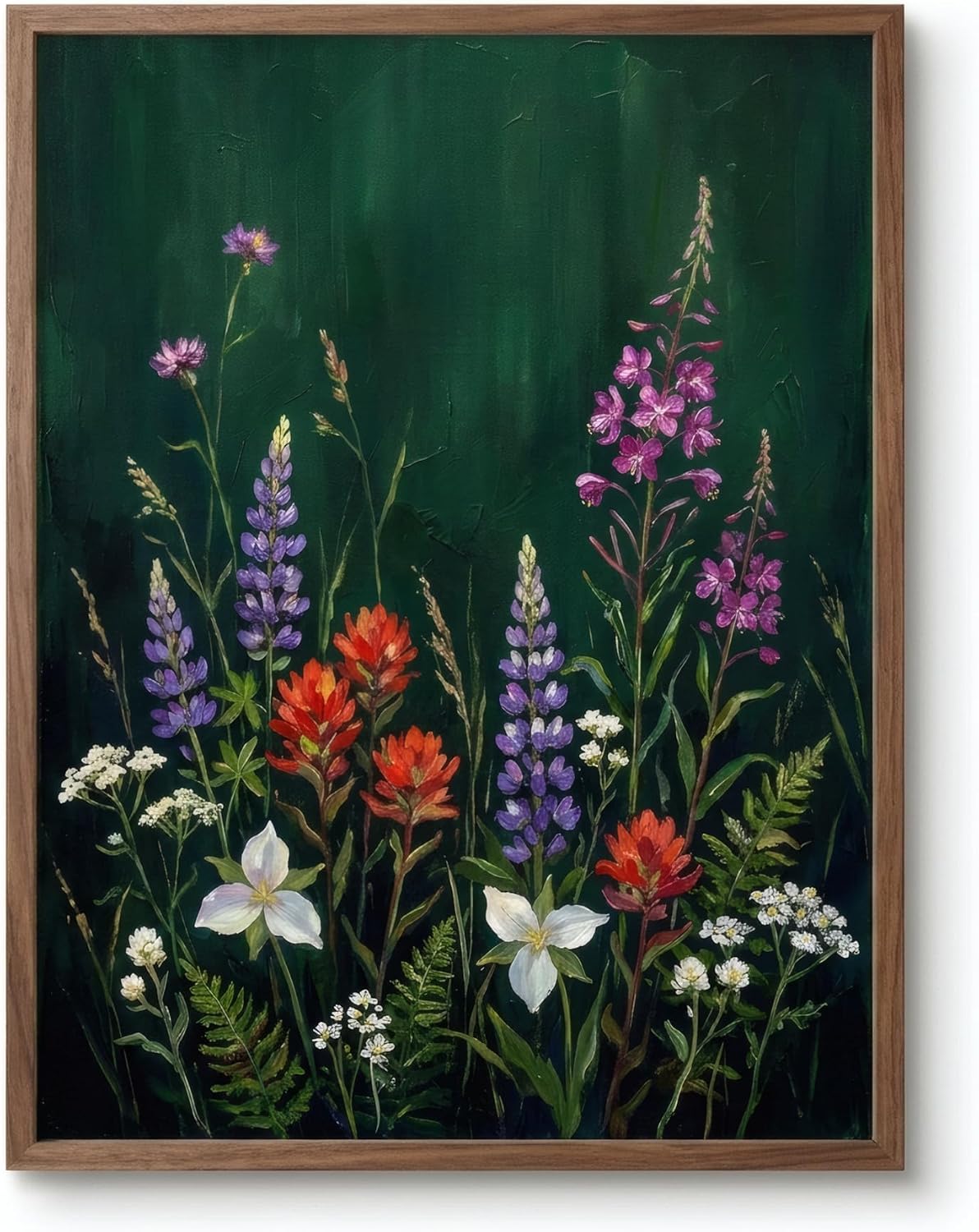VeroTin Wildflower Botanical Wall Art 12x16 Canvas - Nature Decor UNFRAMED