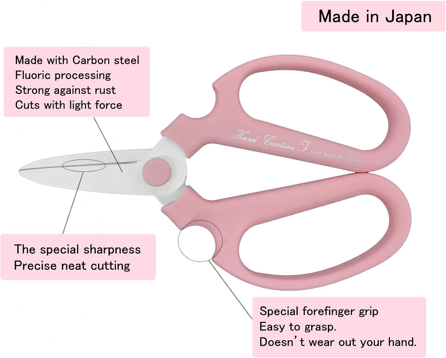 Flower Scissors Hand Creation F-180 / Blade is Longer Than F170 Type (Pink)