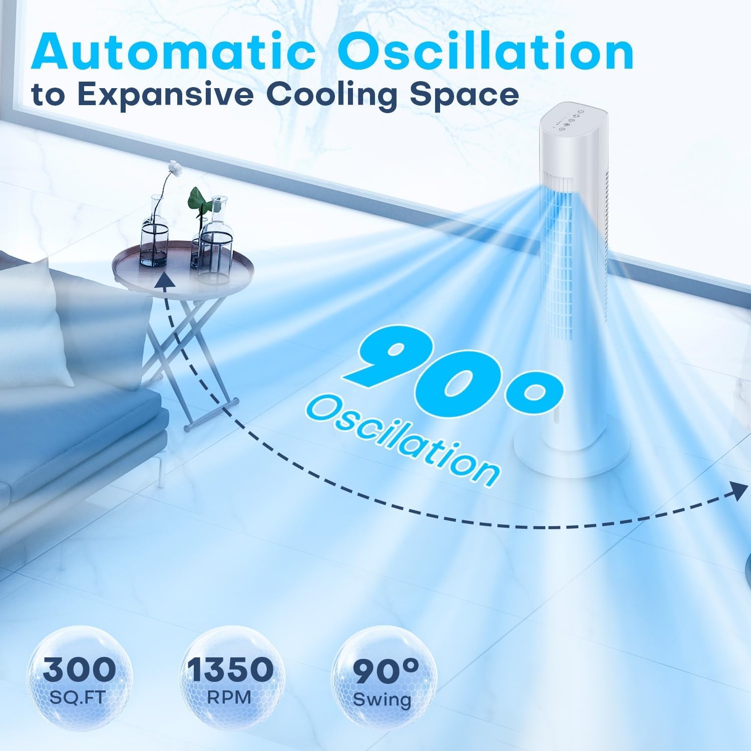 Evaporative Air Cooler, 35" Windowless Air Conditioner Portable w/3 Speeds, 25ft Remote, Smart Timer & Water Tank, Portable Air Conditioners No Windows Needed, 90°Oscillating AC Unit for Room