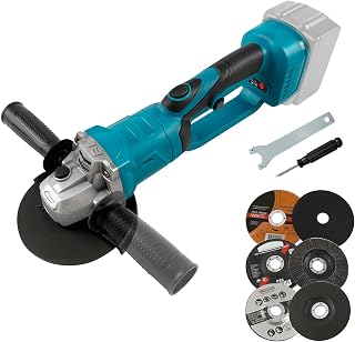 125mm Brushless Angle Grinder Compatible with Makita 18V Battery, 180° Rotatable 0-18000RPM Grinder Tool with 6 Grinding Blades for Cutting, Grinding, Polishing