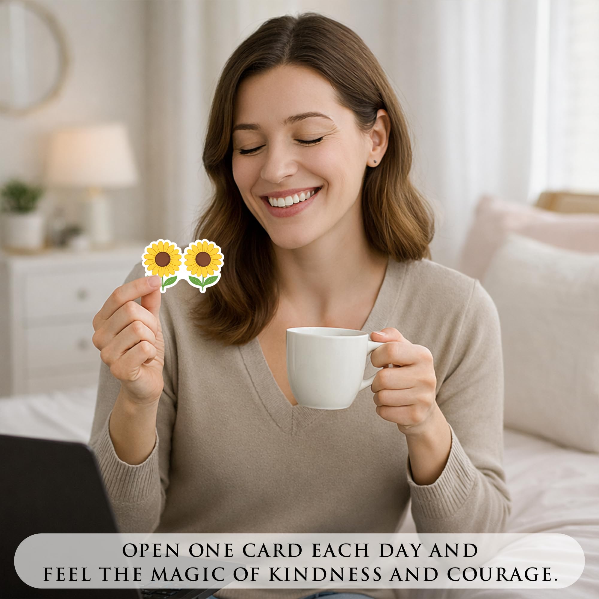 Birthday Gifts for Women, Positive Wildflower Affirmation Cards Jar – Sunflower Daisy Lavender Poppy Daily Affirmations, Encouragement Gift, Relaxation & Stress Relief Desk Decor