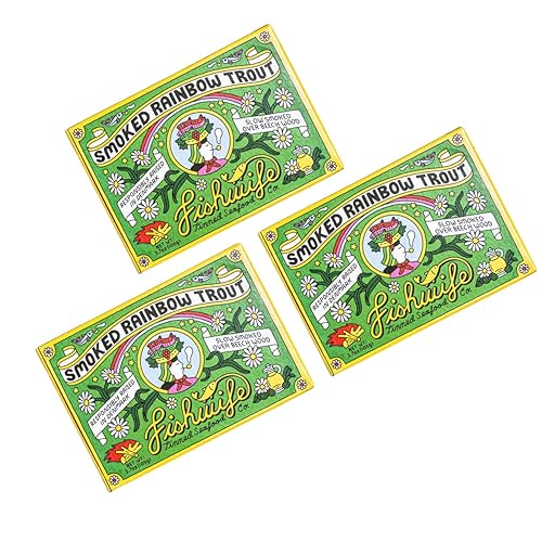 Fishwife Trucha arcoíris ahumada, paquete de 3 (3.7 onzas) | Mariscos sostenibles con certificación ASC, sin gluten, omega-3 | Embalado a mano en