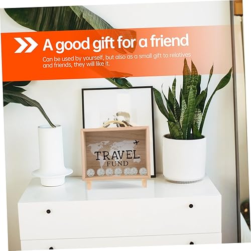 Miniatura 4 de Tarro de ahorro de dinero, fondo de viaje, alcancía, maleta de madera, conteo de dinero, divertido banco de dinero, decoración de escritorio para