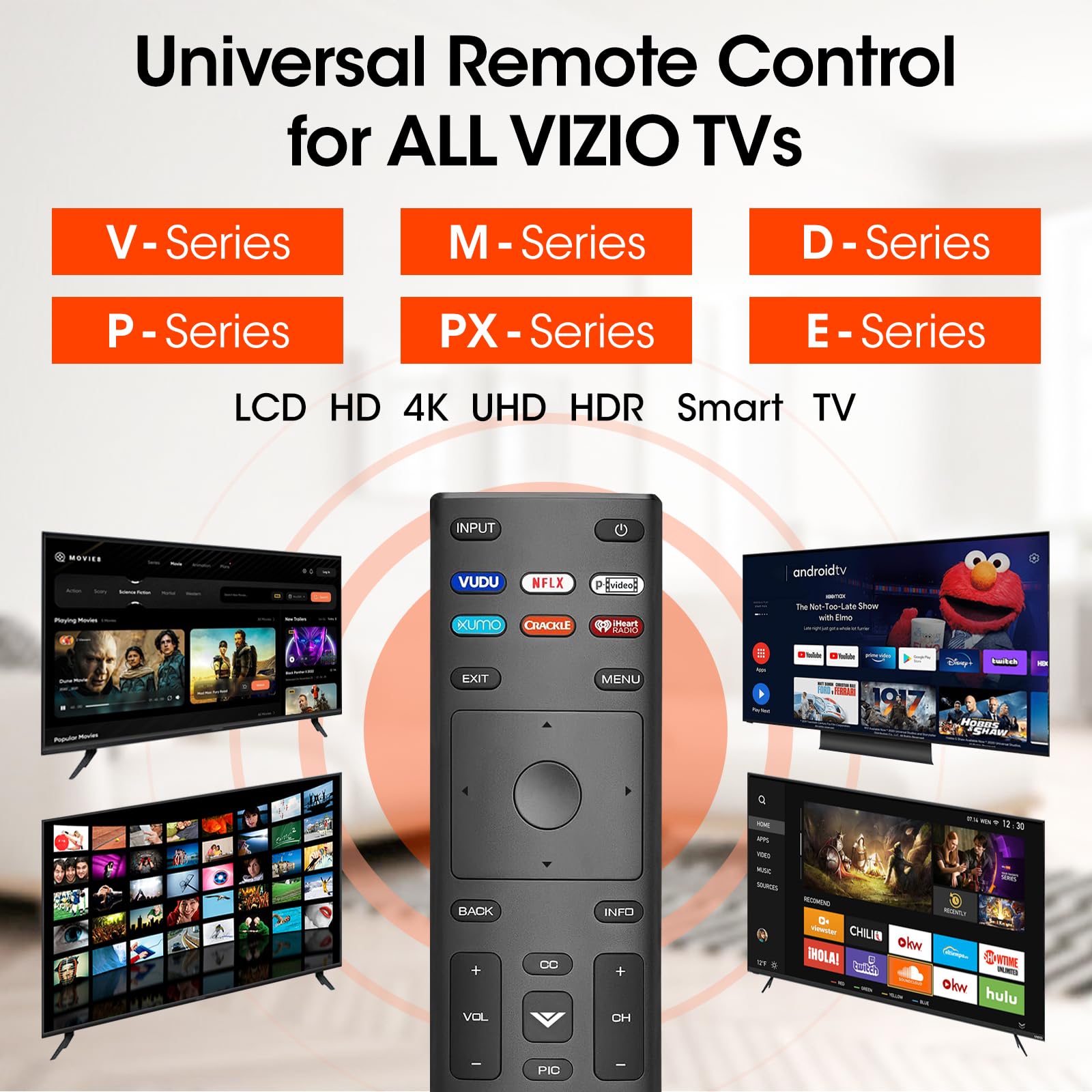 Ersatz-Fernbedienung für alle VIZIO Smart-TV-Fernbedienungen, kompatibel mit VIZIO HD LCD 4K UHD HDR Smart TVs, 3 Stück