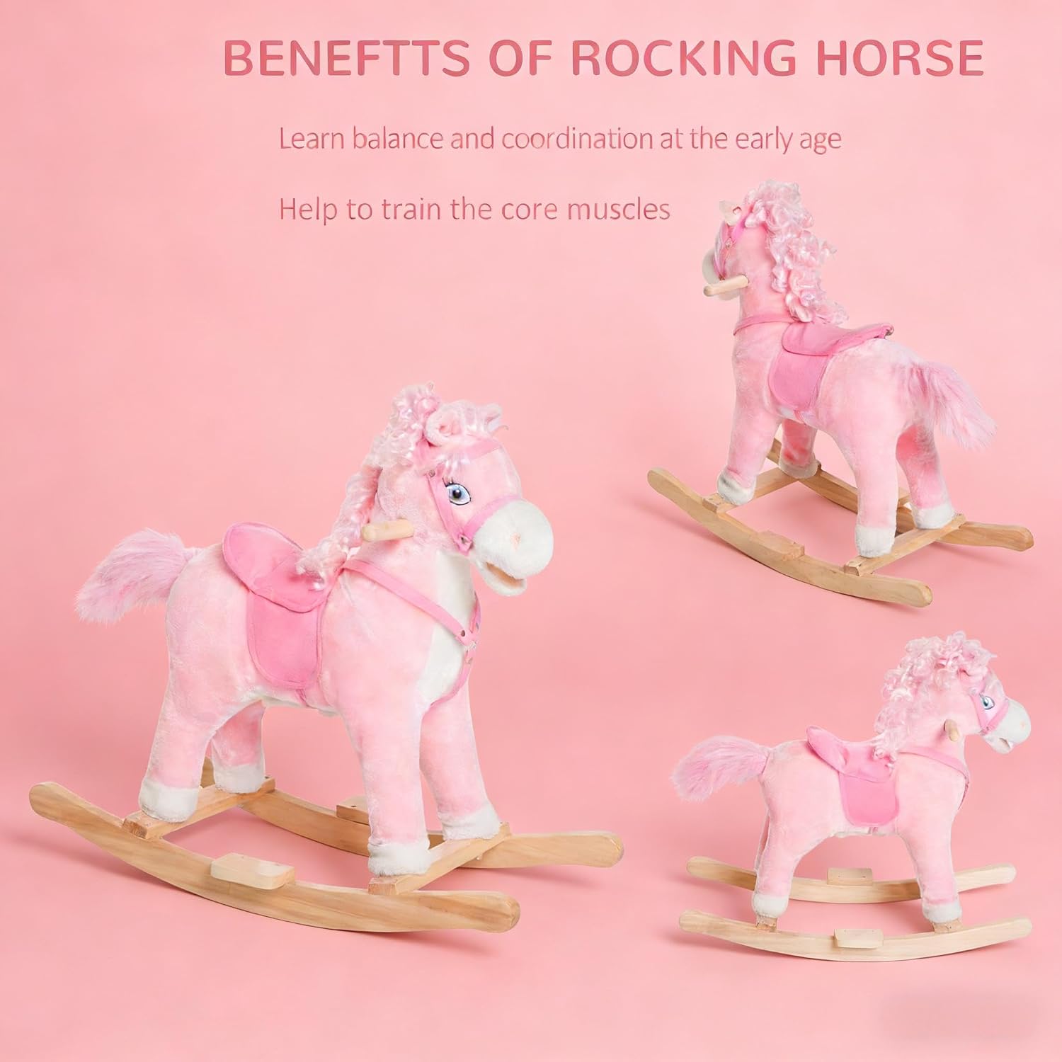Toddler Plush Rocking Horse Toy – Soft Cuddly Ride, Stable Rocker, Safe Kids Ride
