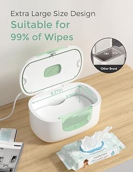 Momcozy New Baby Wipe Warmer, Up to 100pcs Larger Capacity Wipe Dispenser | 3-Level Nightlight, 10-Min Fast Heating, 4 Temperature Modes, Innovative Spring Design, Dual Seals, Quick and Even Heating