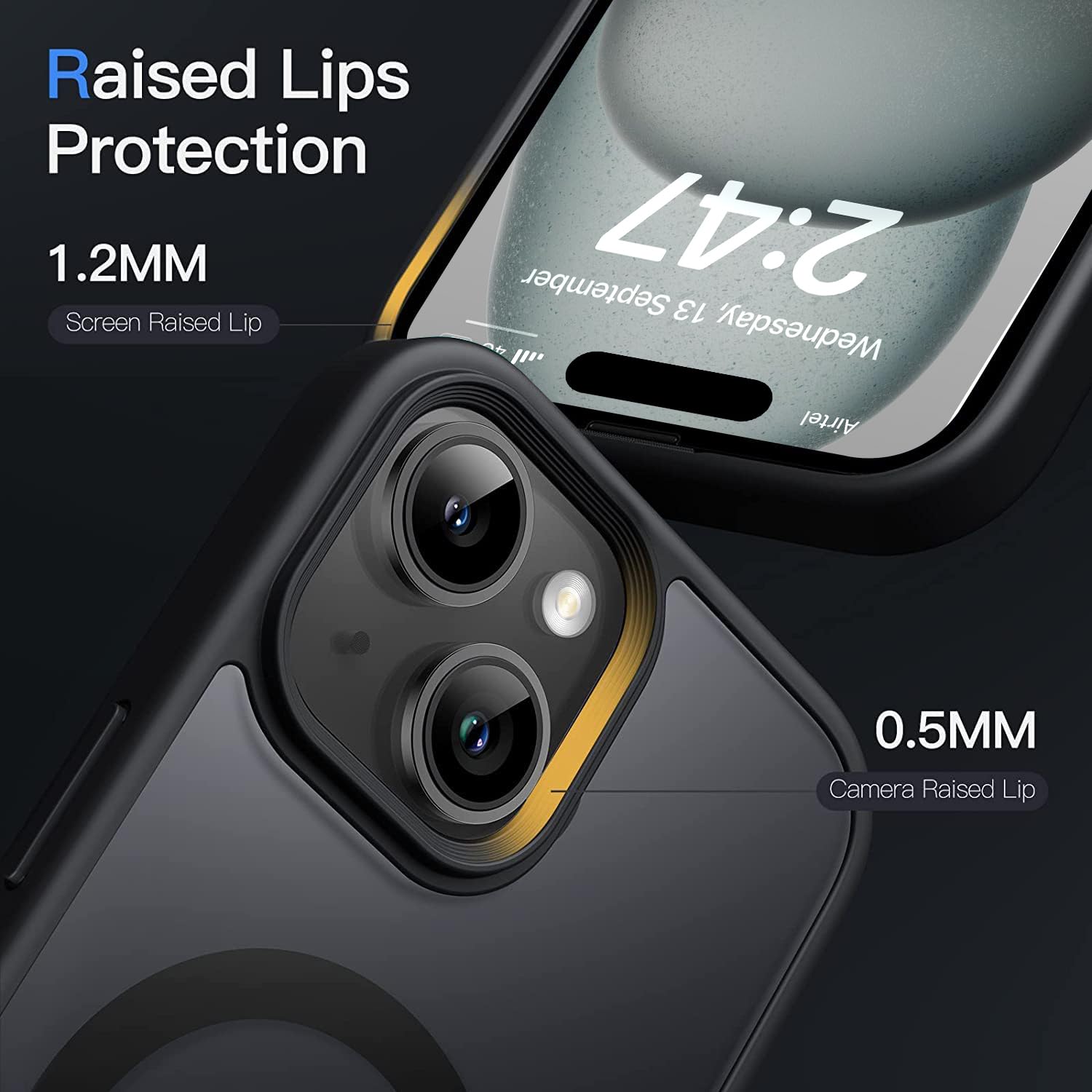 Enflamo Polycarbonate Matte Back Cover Case Compatible with Mag-Safe Designed for iPhone 15 | Ultra Hybrid Camera Bump Protection, Black — Amazon image 4