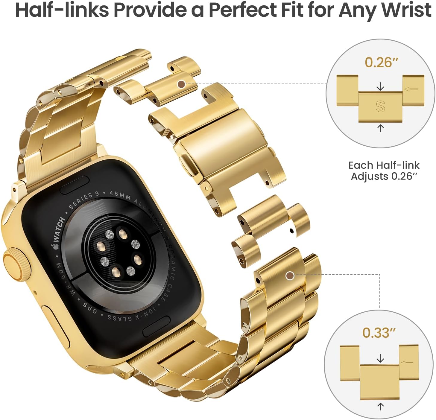 Metal Band Compatible with Apple Watch Bands for Men 49mm 46mm 45mm 44mm, Stainless Steel Strap for iwatch Bands Ultra 3 2 SE 3 2 Series11 10 9 8 7 6 5 4 3 2 1 Business Casual Fashion