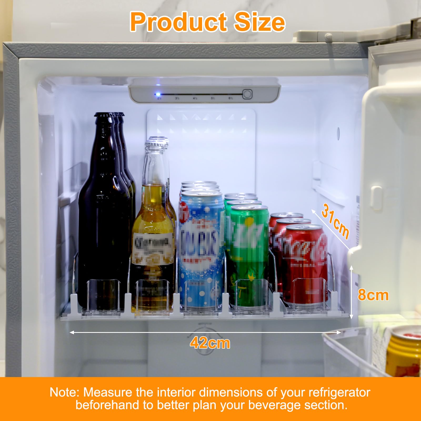 VINATO Organizador Nevera Dispensador de Latas para Frigorifico Organizador Latas Nevera Dispensador Cerveza 5 Filas Automático Ajustable