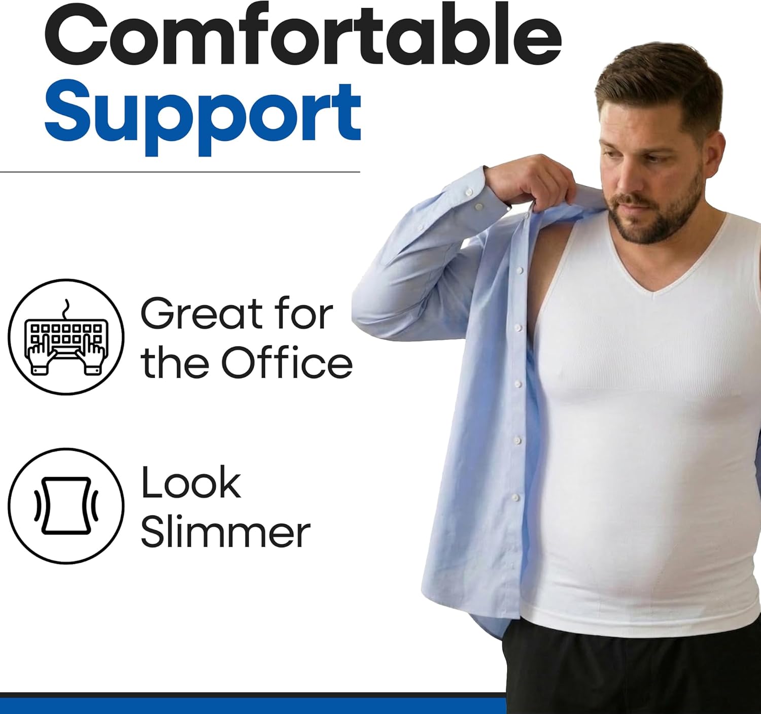 ARMSTRONG AMERICA Mens Compression Shirt Slimming Shapewear | V Neck Gynecomastia Compression Shirts for Men | Body Shaper