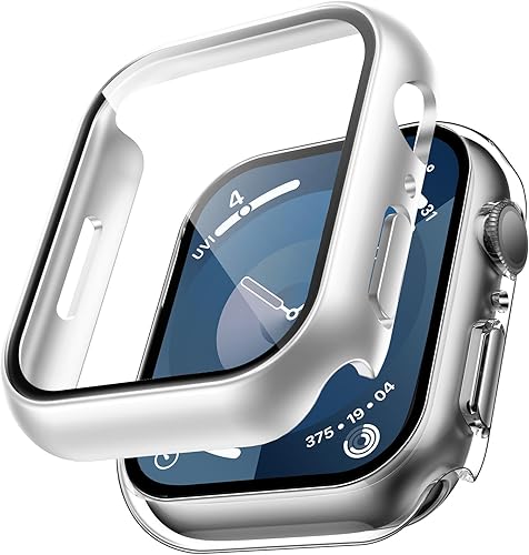 Miniatura 38 de Carcasas Tauri rígida, 2 unidades compatibles con Apple Watch SE Series 6, 5, 4, vidrio templado de dureza 9H integrado, delgada, a prueba