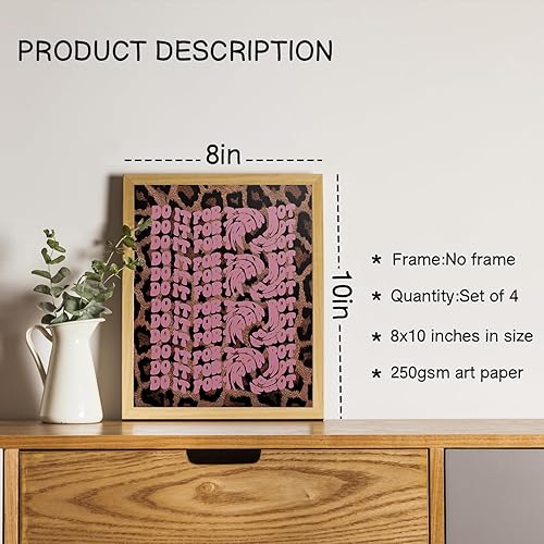 Miniatura 2 de NaZaUK Juego de 4 impresiones artísticas de pared retro de moda, decoración estética de habitación, diseño de guepardo retro con 8 bolas, Martini