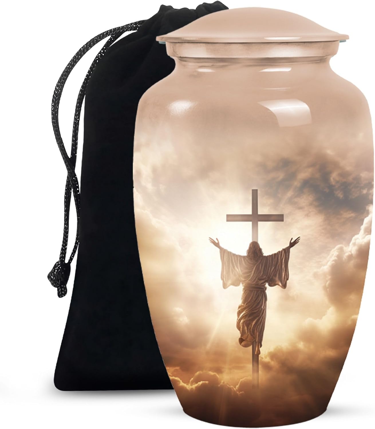 Cross Memorial Urn for Human Ashes Adult Female - Large Funeral Urn for Ashes Adult Male - Cremation Decorative Ashes 10 inch
