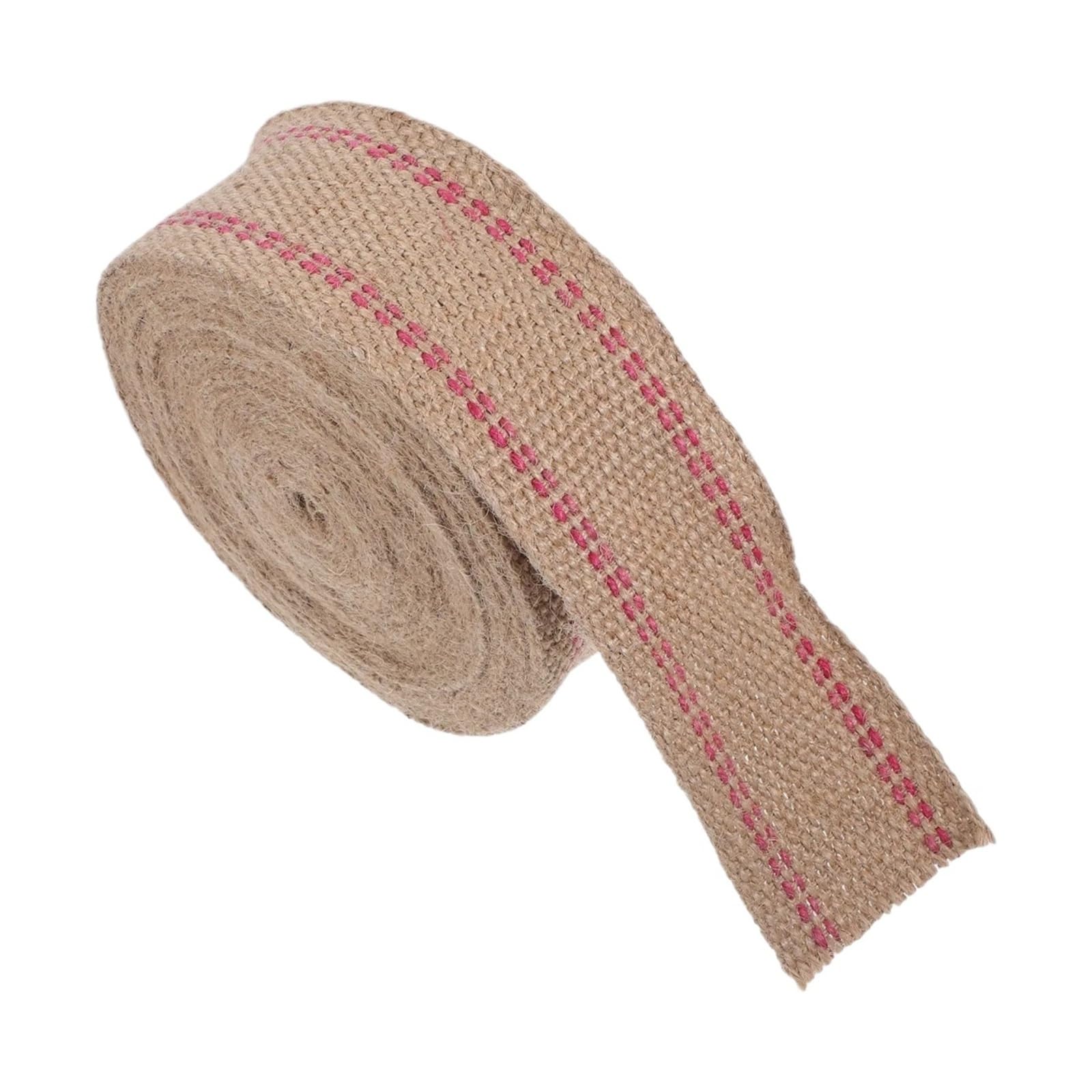 juteband Jute-Gurtband, rote Streifen