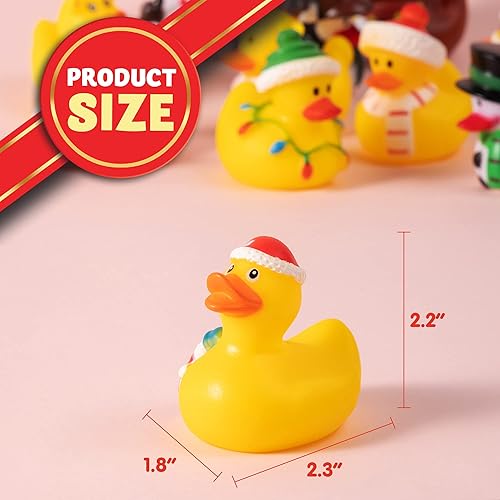 Miniatura 5 de JOYIN 12 juguetes de baño de pato de goma de Navidad para rellenos de bolsas de regalos de Navidad y baby showers, niñas y niños pequeños, regalos