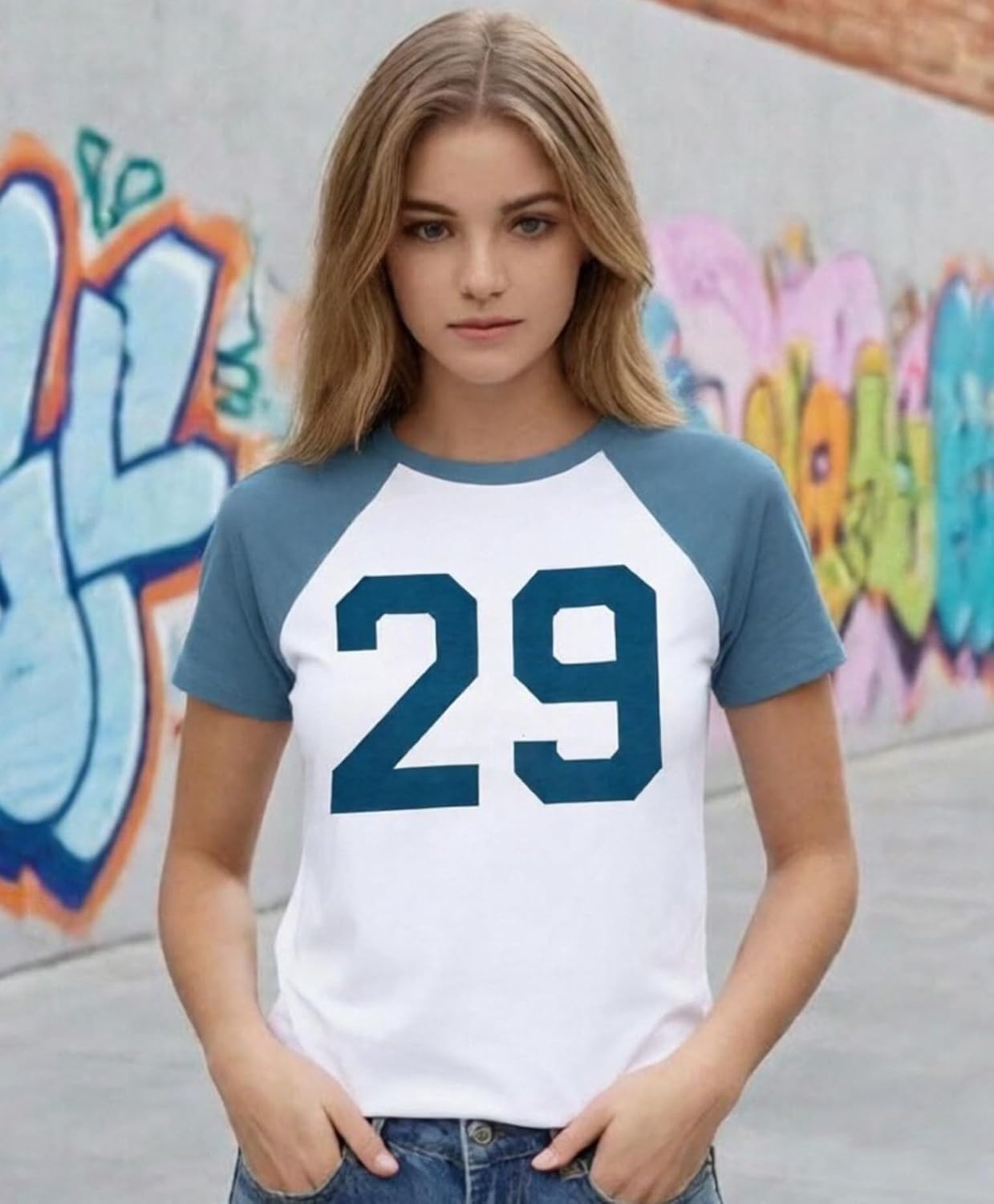 Womens Crop Tops Summer Y2k Cropped Shirt Number Graphic Tees Basic Tight T Shirt Birthday Short Sleeve Clothes - Image 2