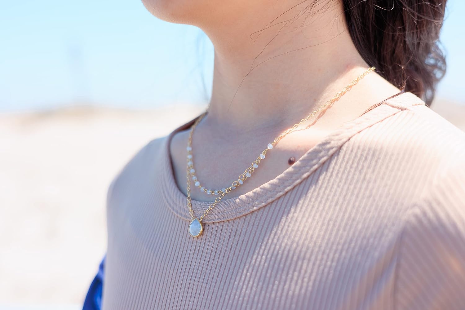 Layering Necklace for Women, Premium Layered Gold Healing Crytsal Necklaces - Tarnish Free 18K Gold Vermeil Certified S925 Classic Stack Necklace Gold Jewelry for Women - Mothers Day Gifts for Mom Wife
