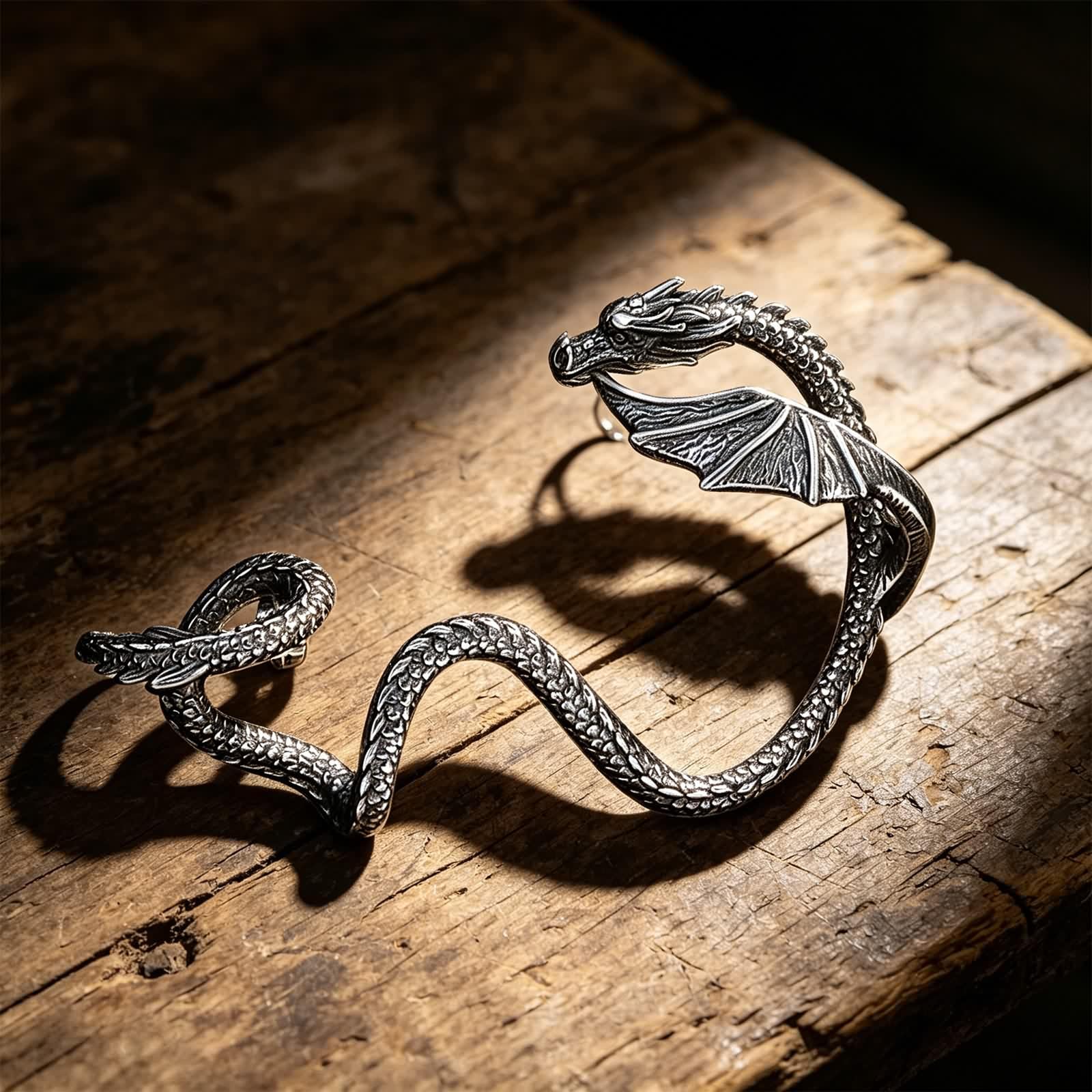 Edelstahl Ohrringe Herren, Drachen Ohrringe Silber Vintage Ohrstecker Männer Punk Ohrmanschette Gothic 1 Stück