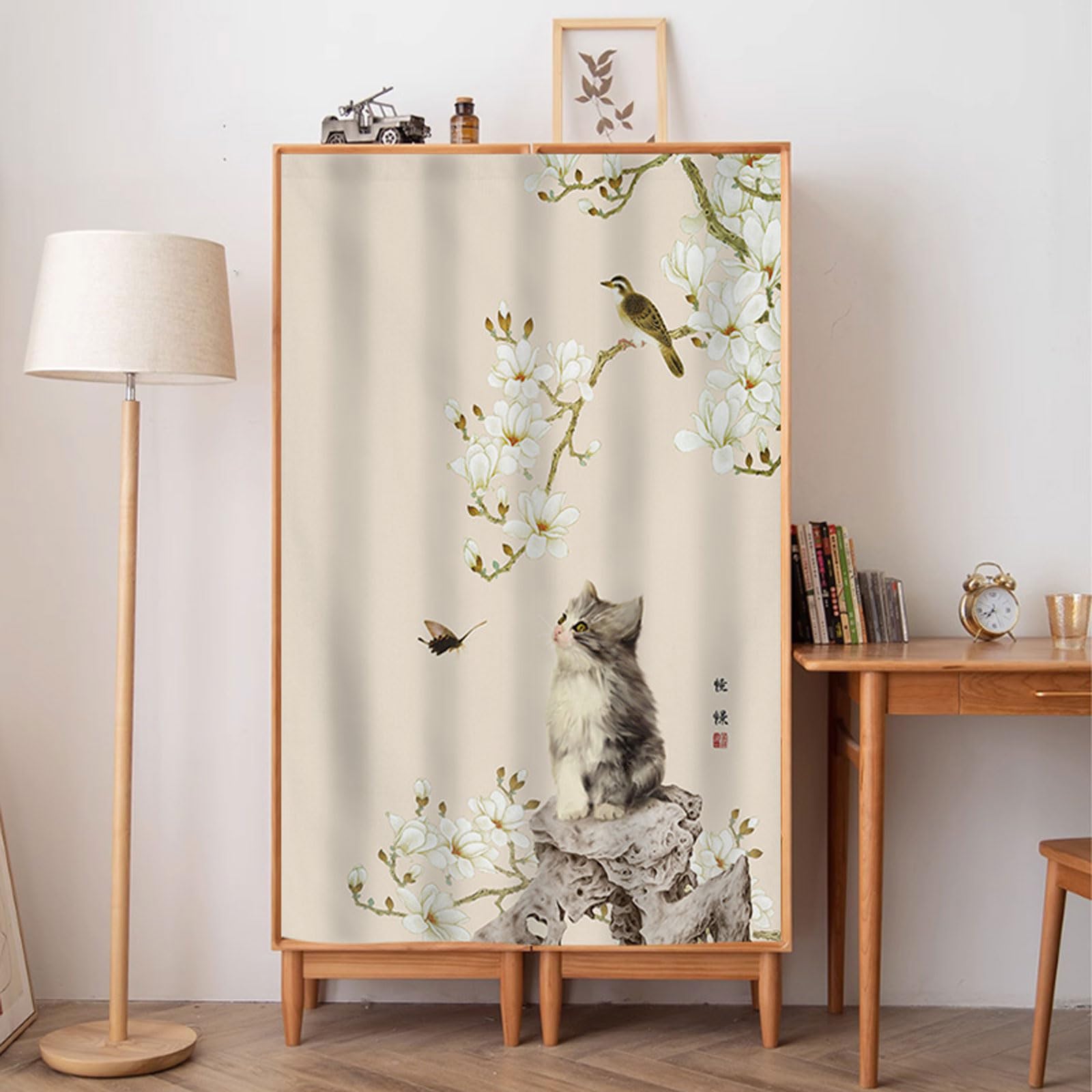 Rideau D'armoire En Toile De Lin Avec Piste Adhésive - Protection Anti-poussière, Sans Perçage, Style Bohème - 13