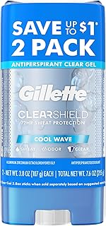 Antiperspirant and Deodorant for Men, 72hr Sweat & Odor Protection, Long Lasting Freshness, Anti-White Mark Technology, Clear Gel, Cool Wave Scent, 3.8 oz (Pack of 2)