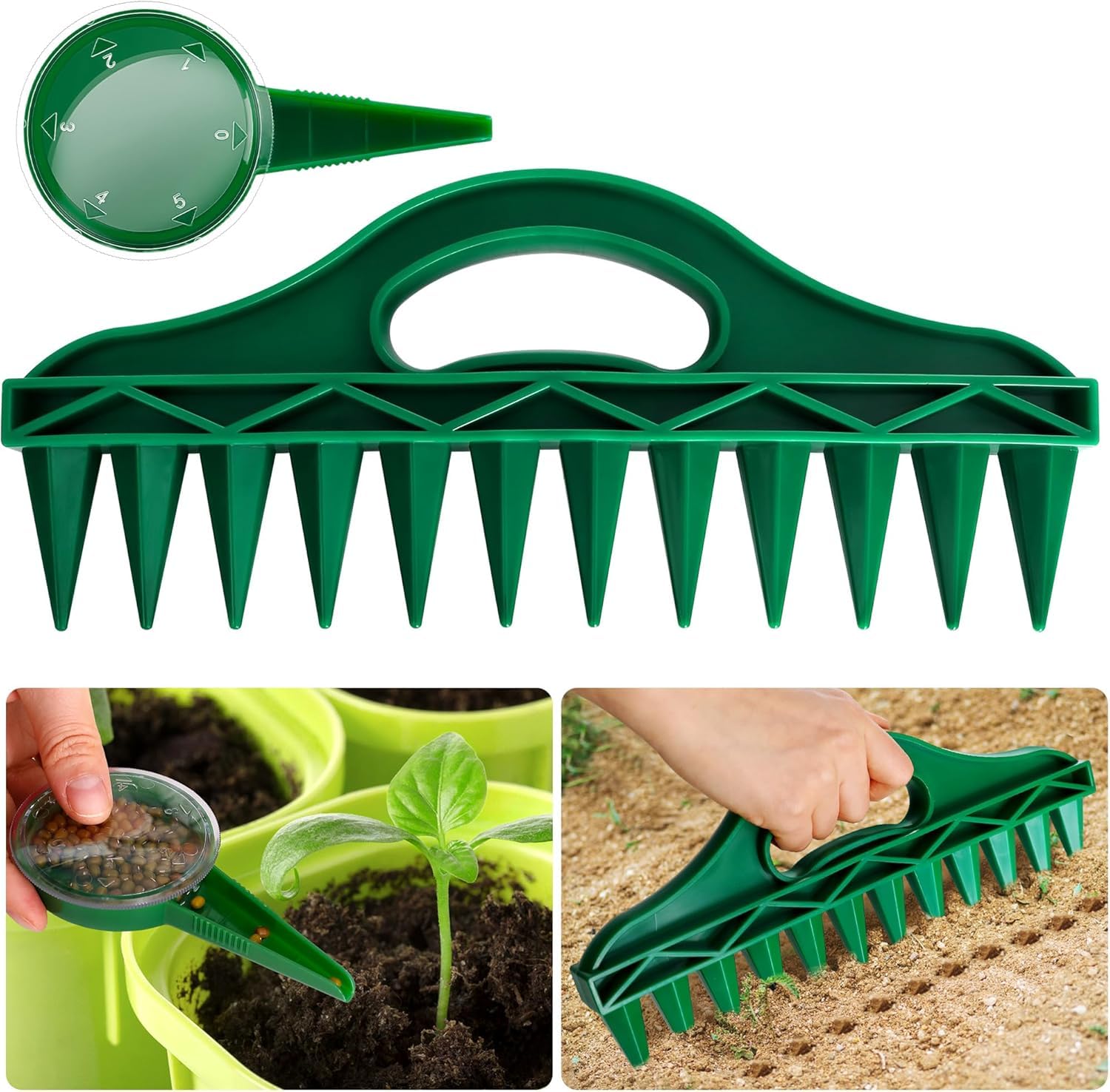 2 Pezzi Distributore di Semi, Dispensatore Sementi, Strumento di Semina da Giardino, Seminatore Manuale con Spargitore Manuale Regolabile per la Semina in Giardino (A)