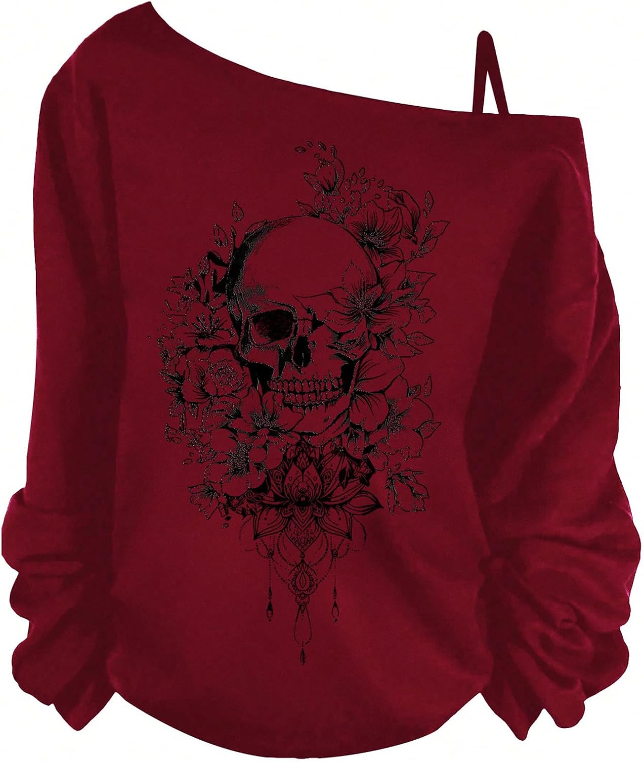 SHENHE Women's Plus Size Y2k Off The Shoulder Long Sleeve Graphic Print Goth Grunge Top Fall Shirt - Image 5