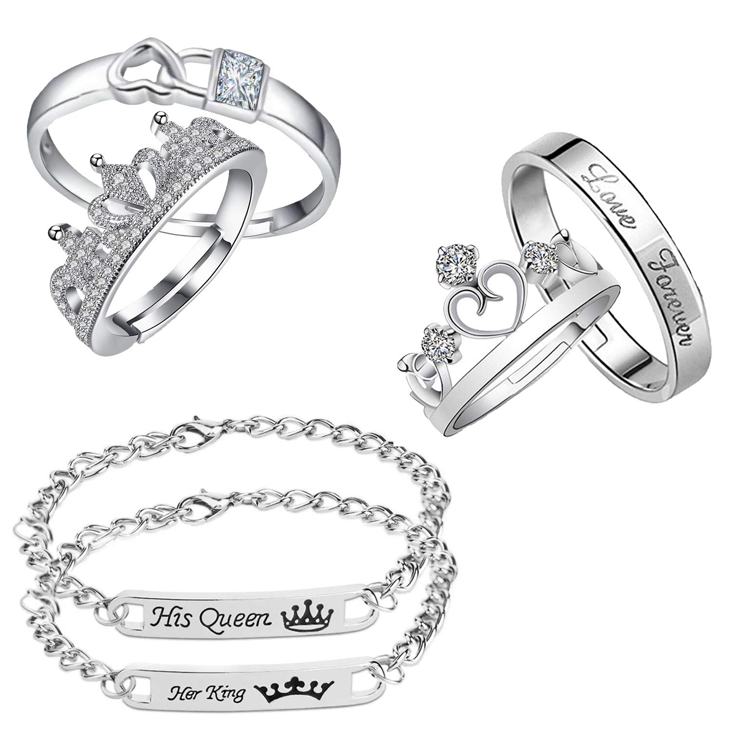 Mahi Valentine Gift Combo of His Queen Her King Bracelet and Couple Rings for Men and Women (CO1105166R) (B08SJ6W4KM) Amazon Price History, Amazon Price Tracker