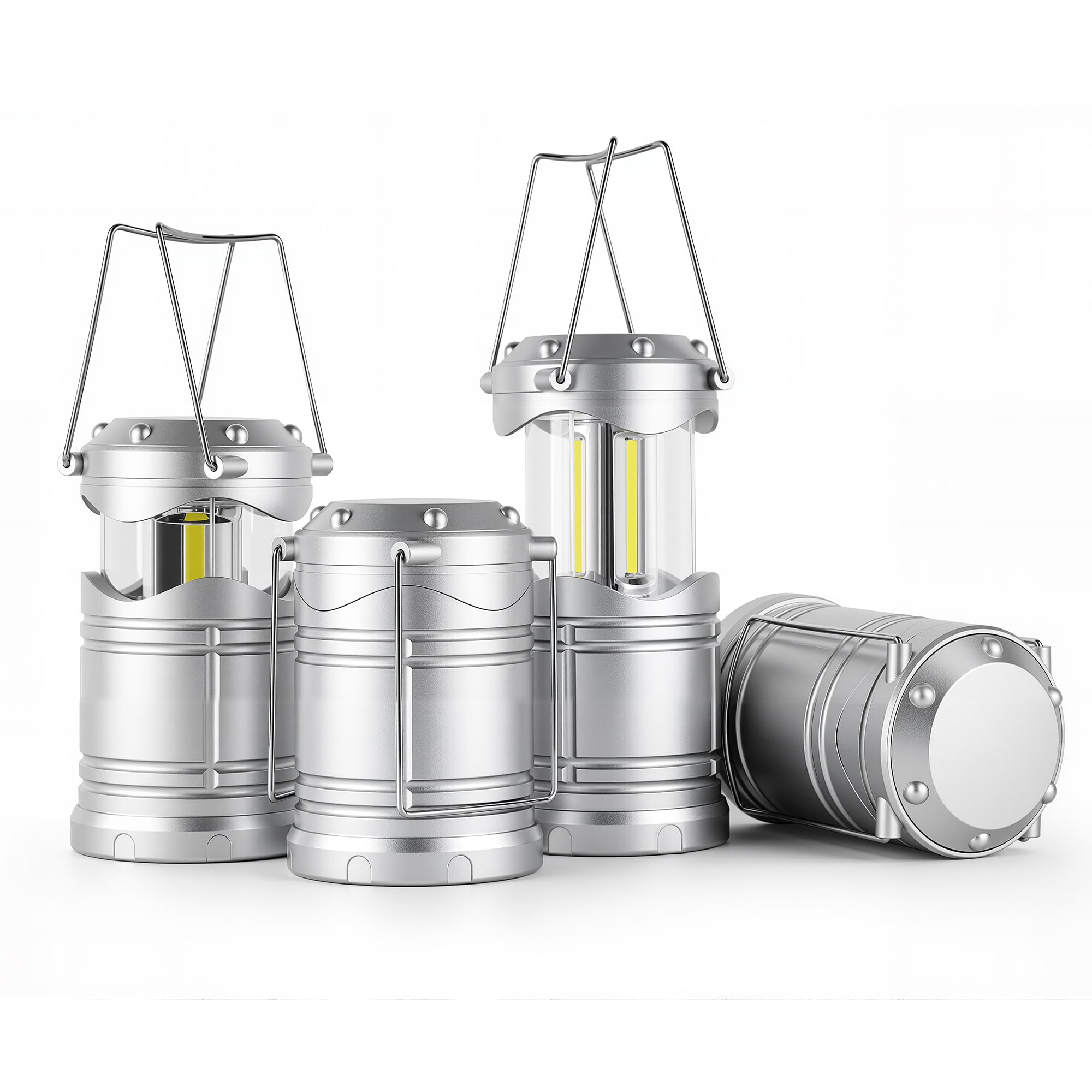 Lichamp LED Camping Lantern, 4 Pack Battery Powered Flashlight for Power Outages, Portable Collapsible Hanging Light Essential for Home, Outdoor, Emergency Lamp Survival Kit Gear for Hurricane, B4SL