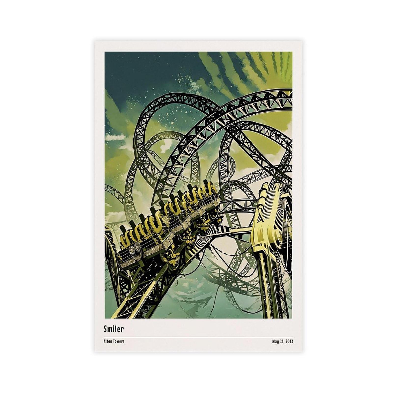 Iyqtaggh Smiler-Alton Towers Art Canvas Poster Bedroom Decor Landscape Office Room Decor Gift 20X30inch(50X75cm)
