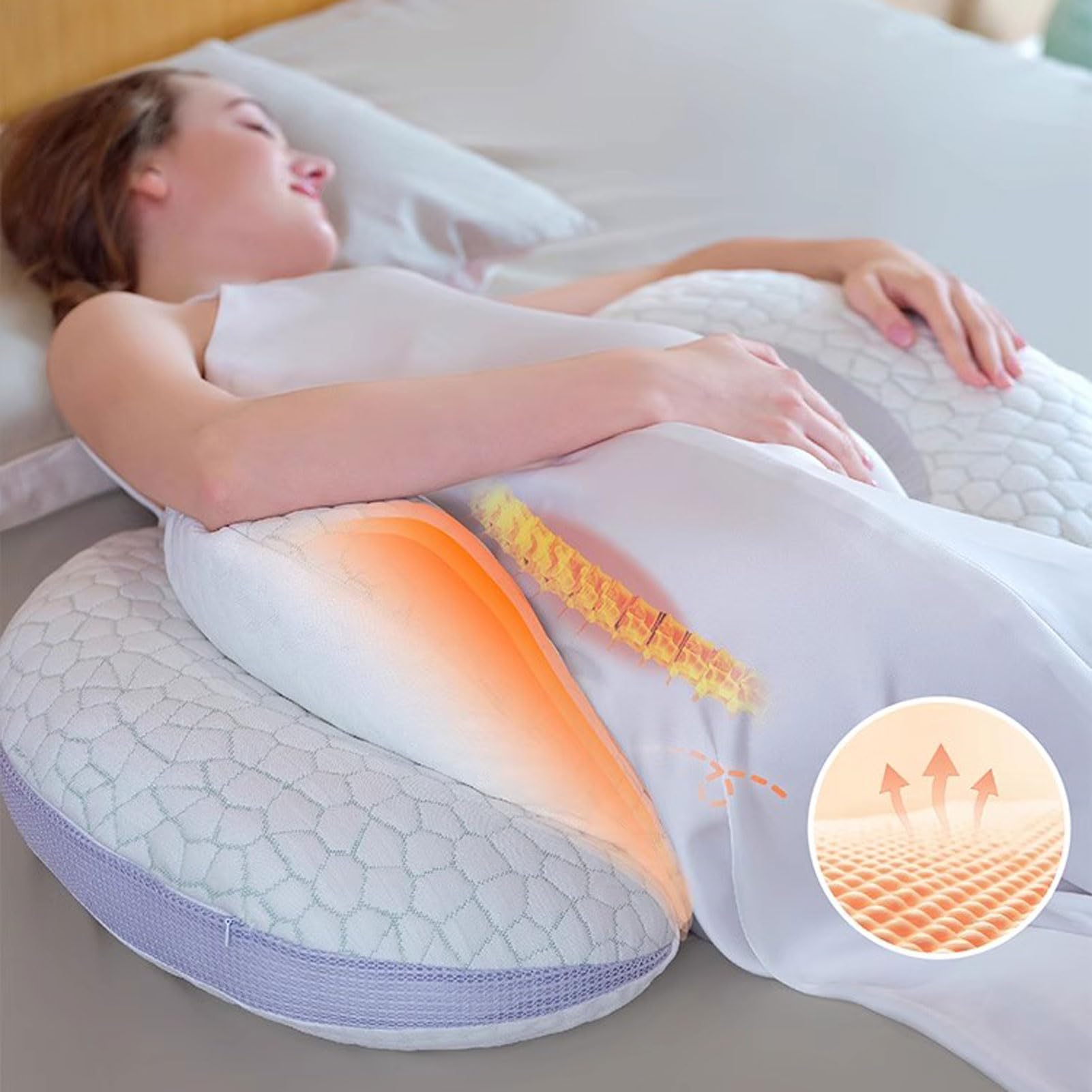 HUHJYUGE Almohada de Embarazo en Forma de U, Cojín Corporal Completo para Mujeres Embarazadas, Soporte para Espalda y Vientre, Funda Extraíble y Lavable para Dormir (C)