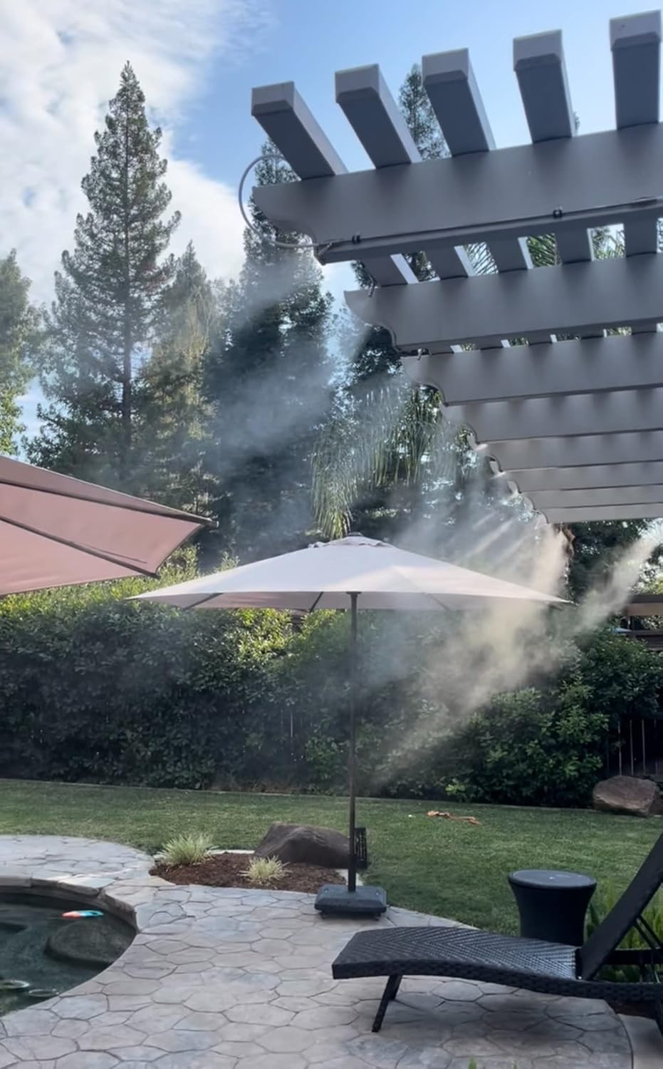 40’ High-Pressure Mist Cooling System Kit with Premium Edition Remote Pump W/App Control for Outdoor Usage – (0.25 GPM, 20 Nozzles) (Black - 1/4" Nylon Tubing (100ft))