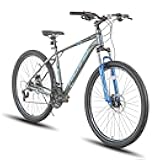 Hiland 27.5 inch Mountain Bike 21 Speeds, Lock-Out Suspension Fork, Aluminum 18 inch Frame Hydraulic Disc-Brake for Men Women Mens MTB Bicycle Adlut Bike