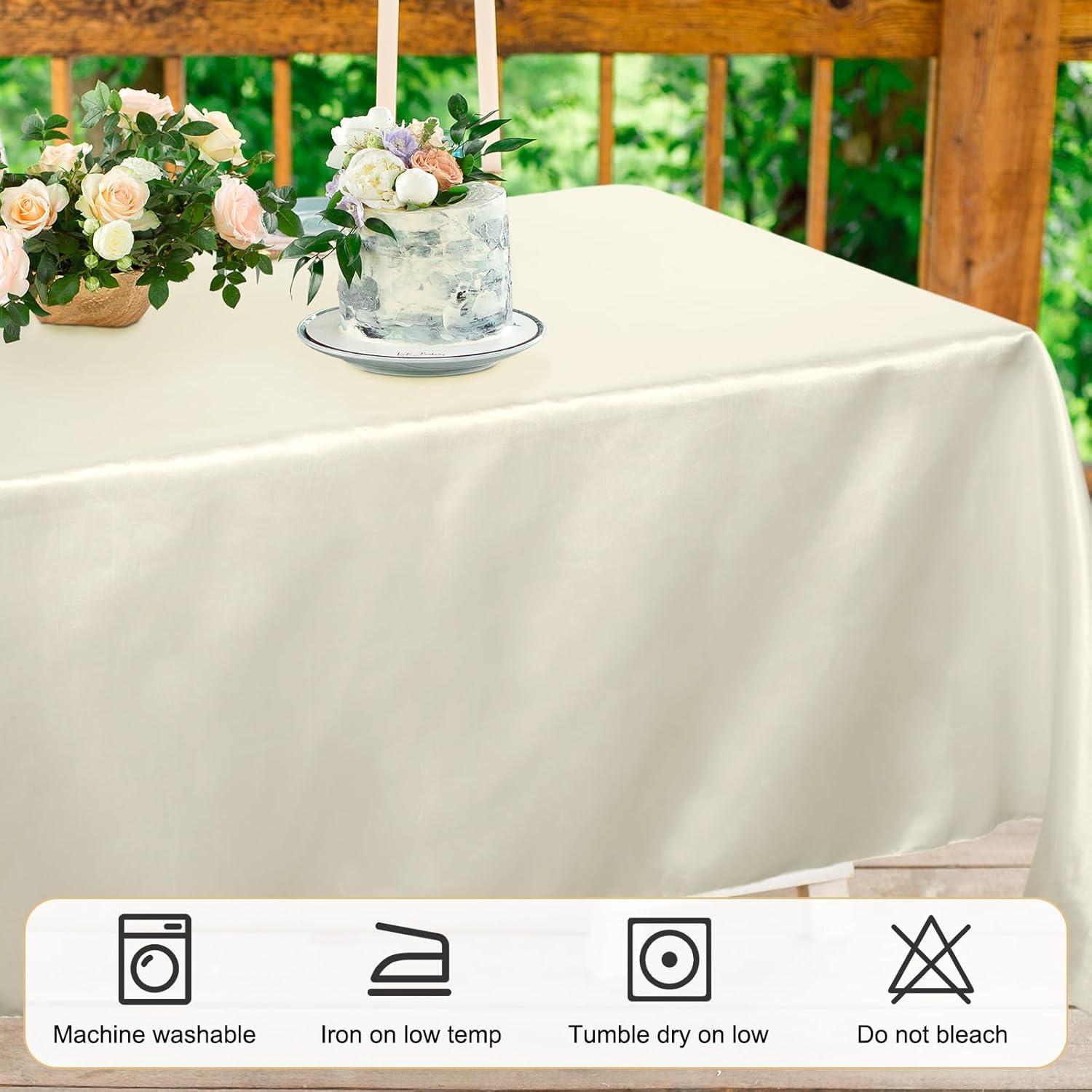 Moukeren 18 Pack Rectangle Tablecloths 58 x 102 Inch Table Cloth Reusable Washable Polyester Table Clothes Bulk for 6 ft Tables for Wedding, Party, Restaurant (Ivory White)