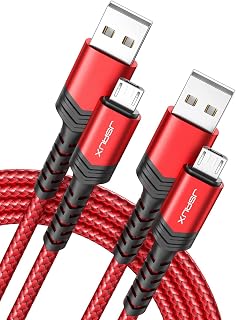 JSAUX Micro USB Kabel, [2Stück 2M] Ladekabel für Android Samsung-Rot