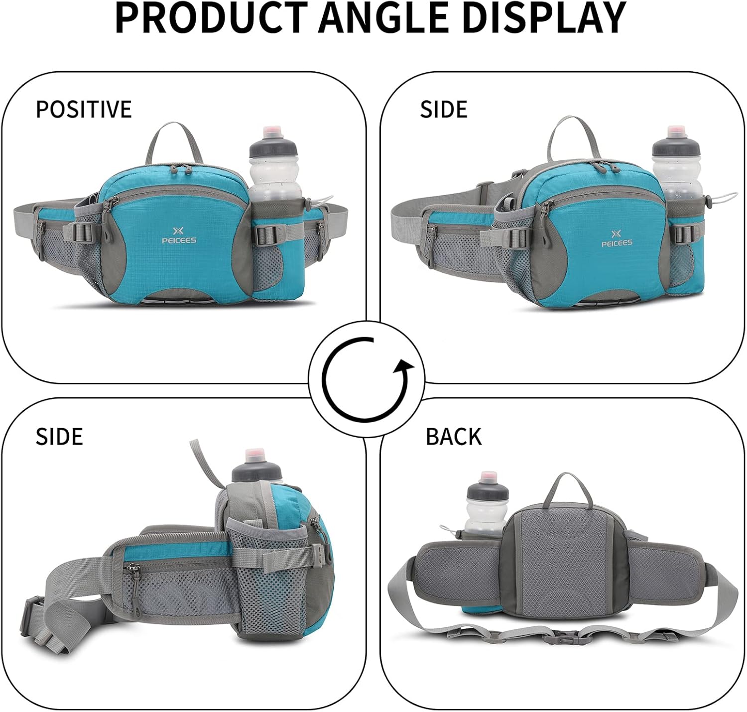Peicees Hiking Fanny Pack Large Waist Bag for Men Women with Bottle Holder Water Resistant Lumbar Pack for Hiking Camping Fishing Outdoor (Bottle Not Included) - Image 8