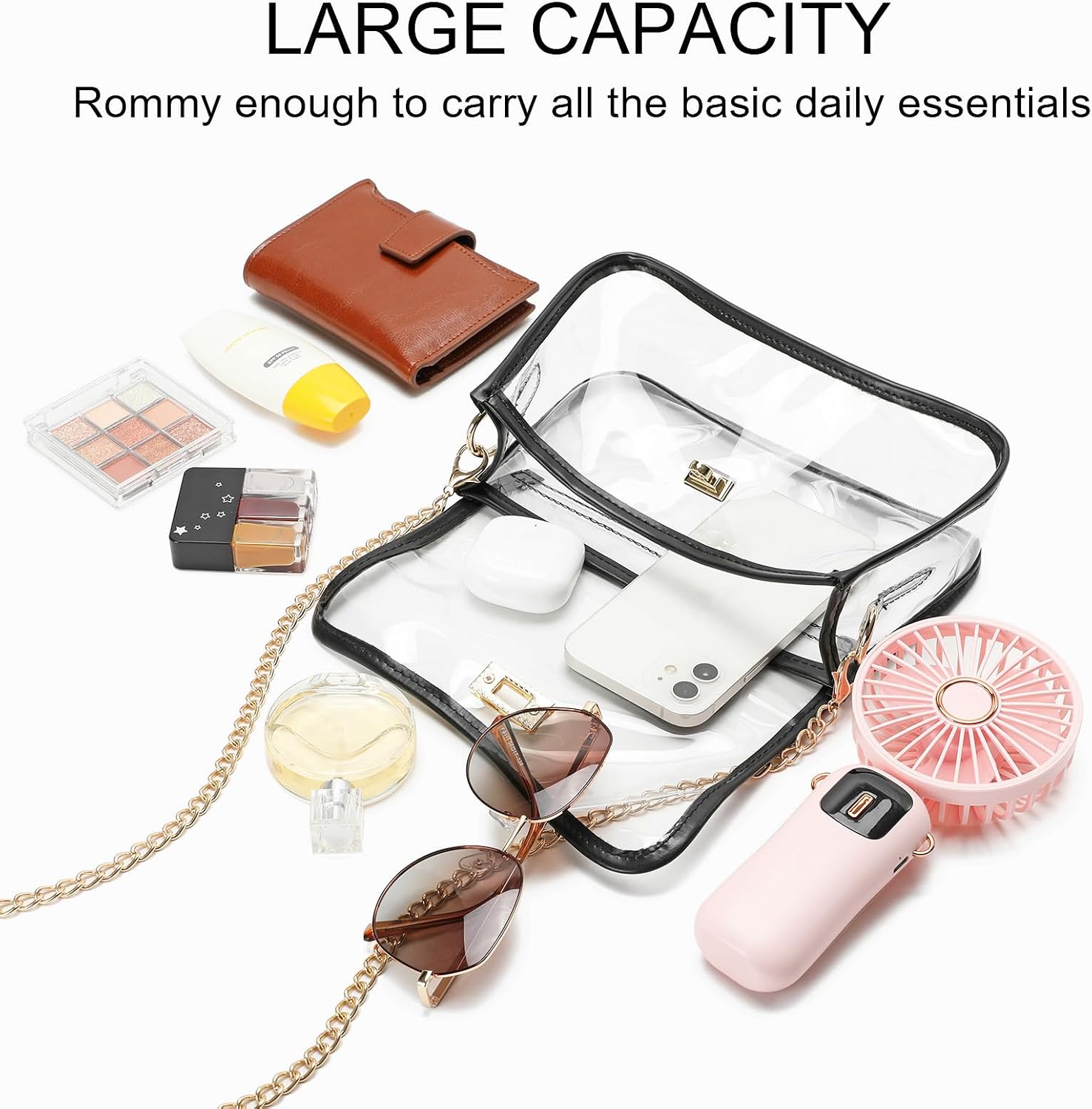 YGR Clear Bag Stadium Event Concert Approved, Transparent Clear Crossbody Purse Shoulder Bag for Women