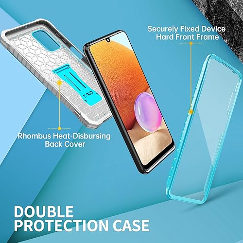 Miniatura 6 de FITO Funda para Samsung Galaxy A32 5G, doble capa a prueba de golpes resistente para teléfono Samsung A32 5G con protector de pantalla, soporte