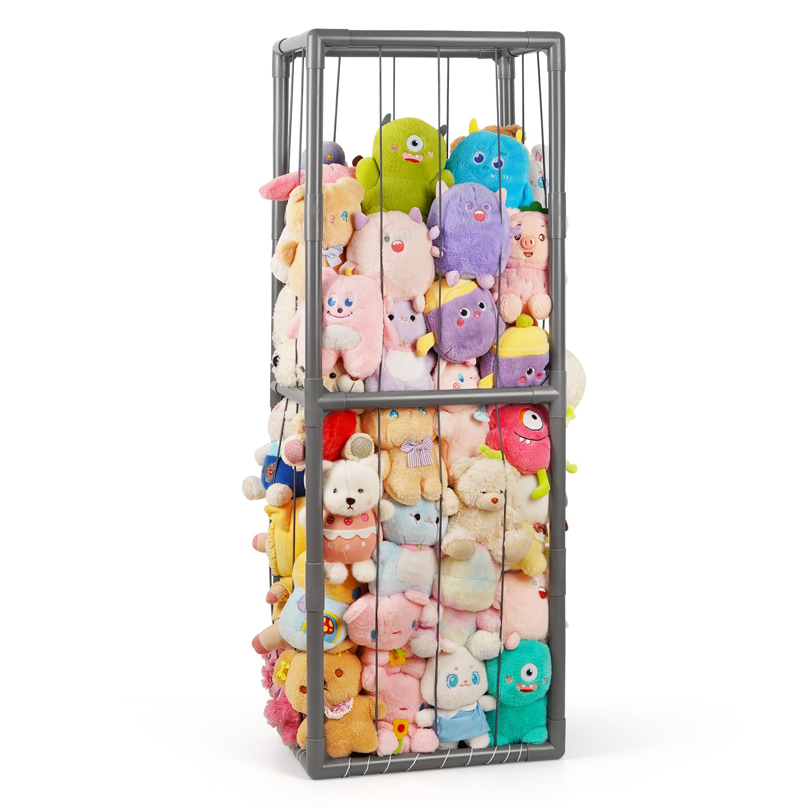Trycooling Stuffed Animal Storage Zoo Stuffed Animal Holder Space Save Vertical Stuffed Animals Storage PVC with Elastic Band and Net for Playroom