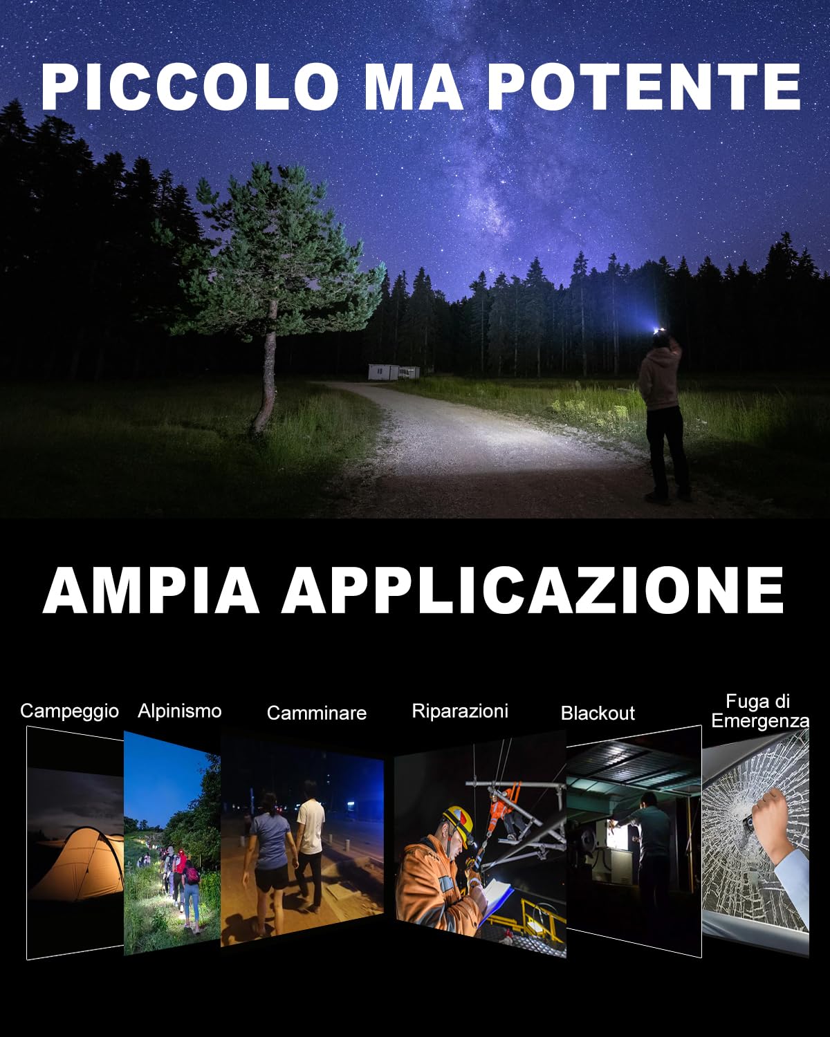 towild BC10 Torcia LED Potente Professionale, 4000 Lumen Super Luminoso EDC Torcia 5000 mAh Ricaricabile Pila IPX8 6 Modalità di Illuminazione Torce Elettriche Portatili Per Campeggio Emergenza