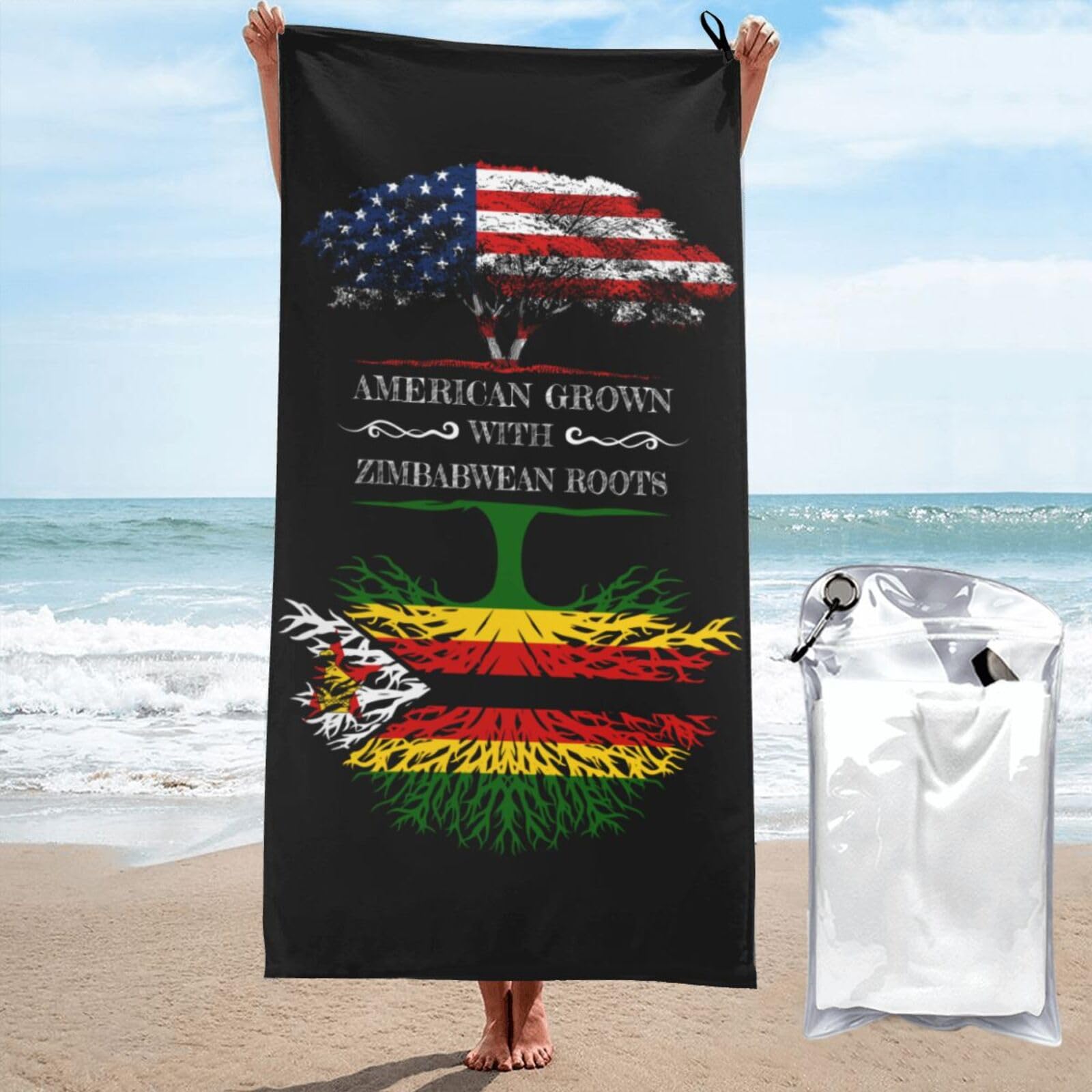 Serviette de camping compacte Zimbabwe pour nager et voyager sans sable