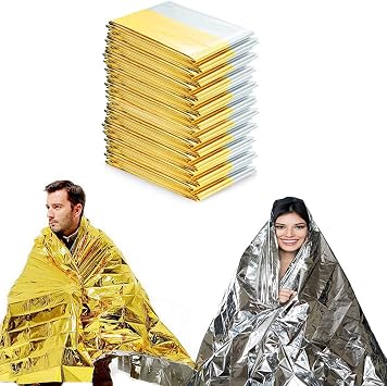 ISOP Rescue Blanket Gold & Silver | 11 Units Large Size 82 x 63 in | Emergency Thermal Blankets Survival Blankets First Aid | Warmth Retaining Blanket | Multi-Use Lightweight & Compact