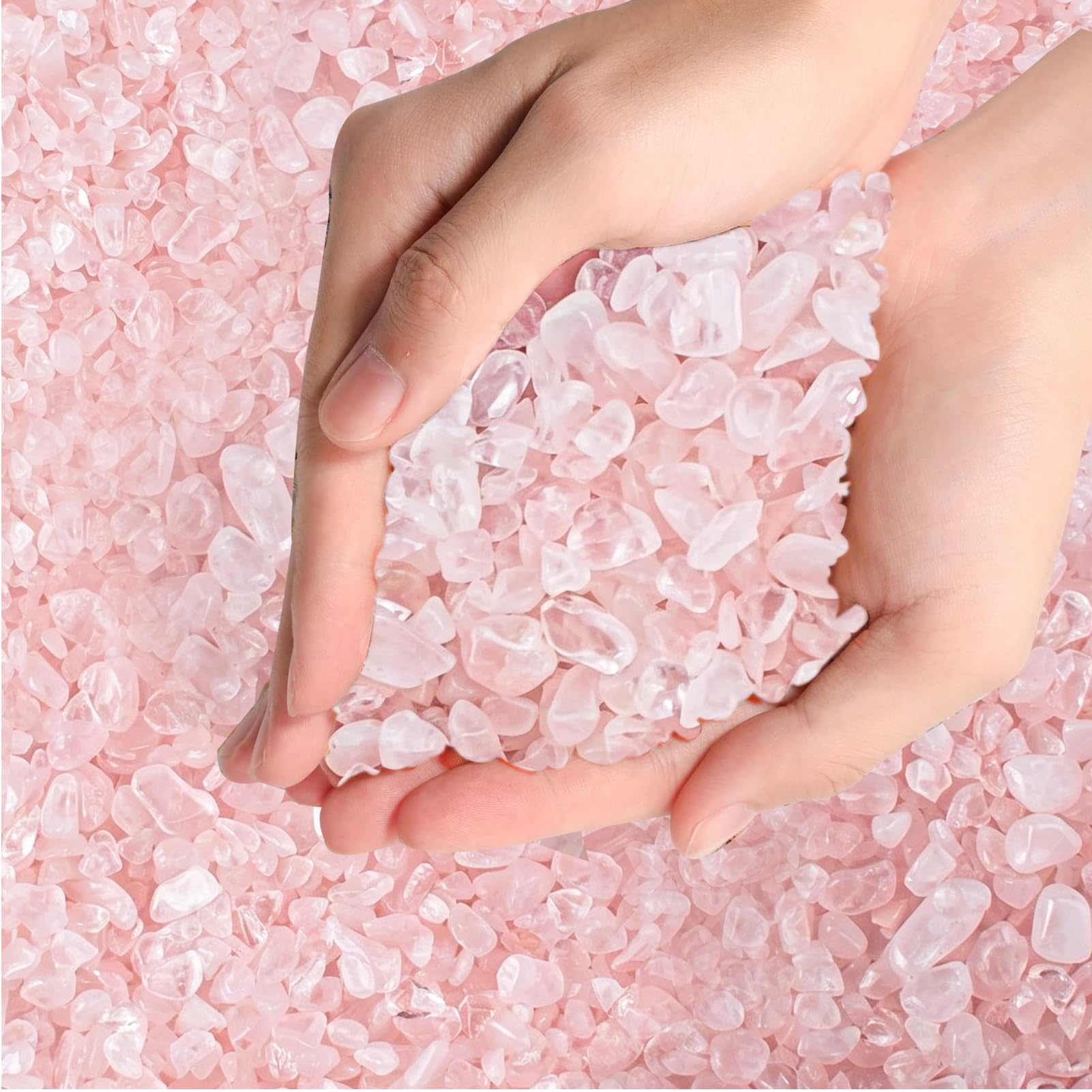 FOSLXIN Crystal Chips Crushed Stone Gravel, 100g Jade Pebbles Fluorite Tumbled Gravel Irregular Shaped Natural Quartz Stones for Vases Filler, Garden and Fish Tank Decoration (rose quartz)