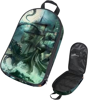 Camping Travel Cooking Utensils Organizer Travel Bag, Octopus Attack Nautical Ship Ocean Portable Storage Bag for BBQ Camp Cookware Kitchen Kit