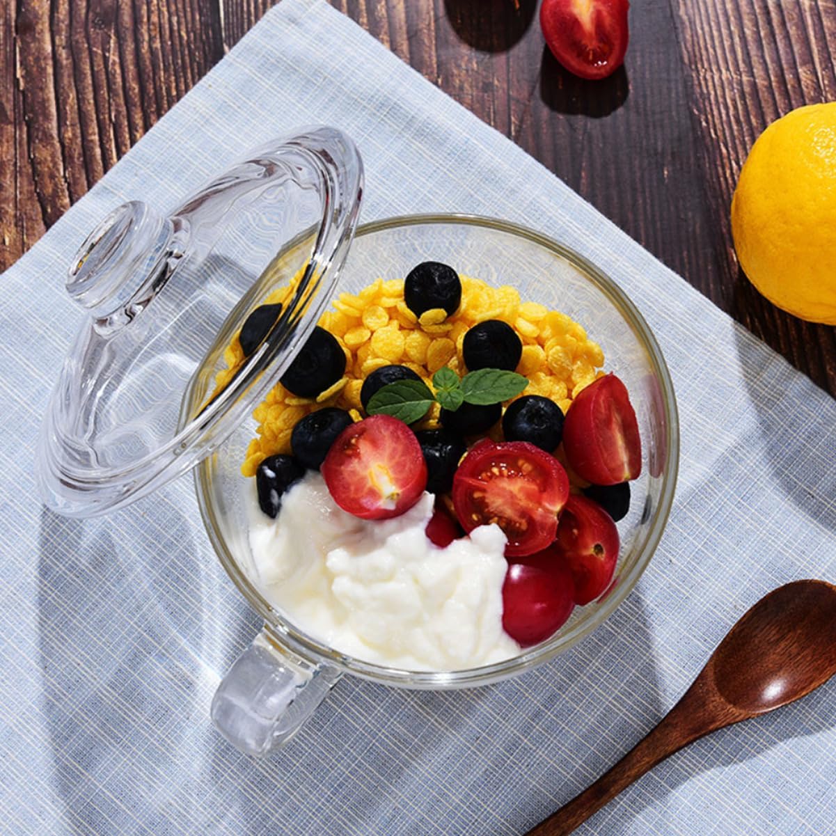 Glass Bowl Lid and Handle Versatile Food Container for Salad Cereal and Noodles One Design for Easy Cleaning and Storage