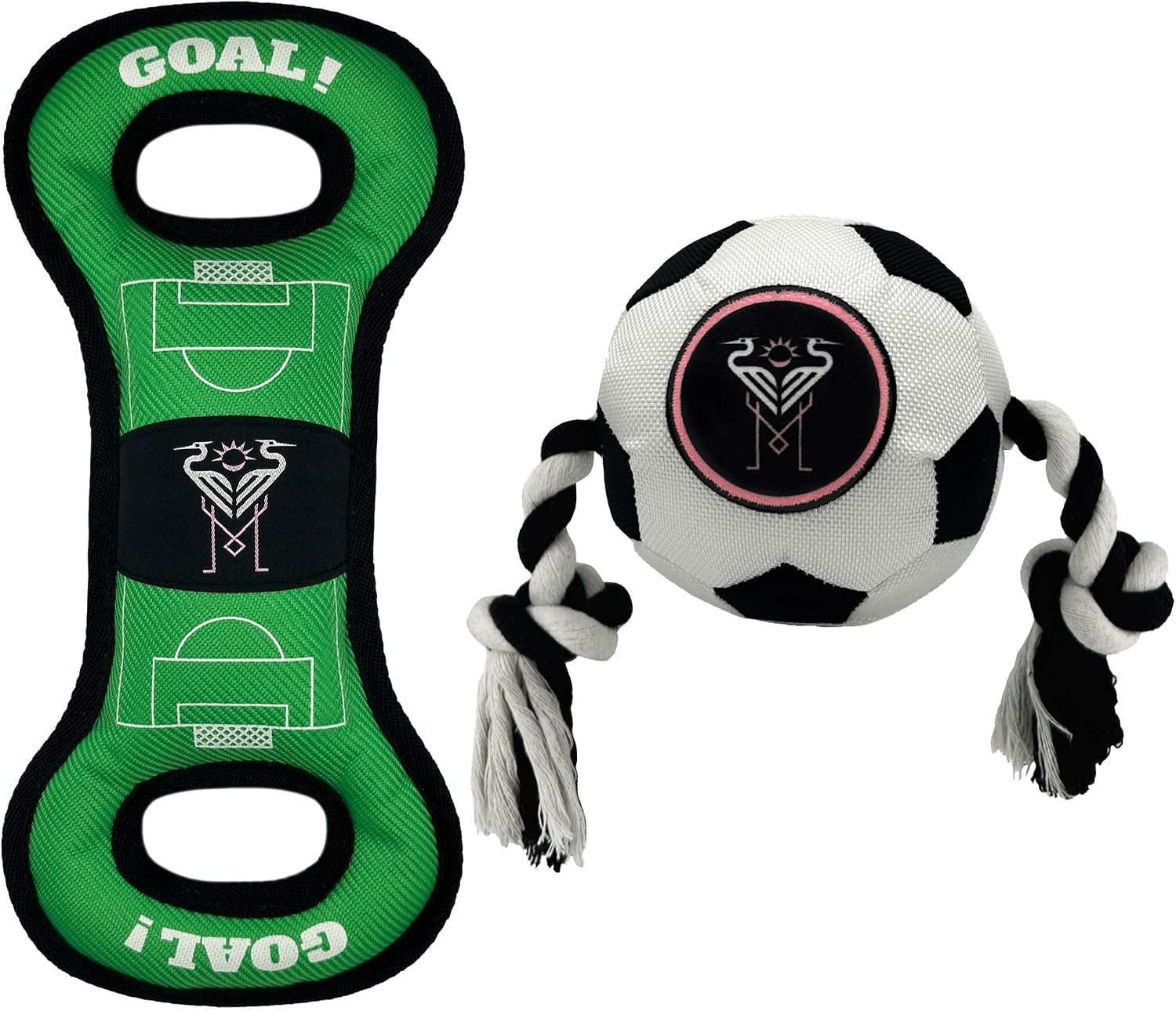 MLS Atlanta United Soccer Field Tug Toy & Soccer Ball Rope Toy Set for Dogs - Officially Licensed Interactive Squeaky Rope Fetch & Chew Toys with Team Logo