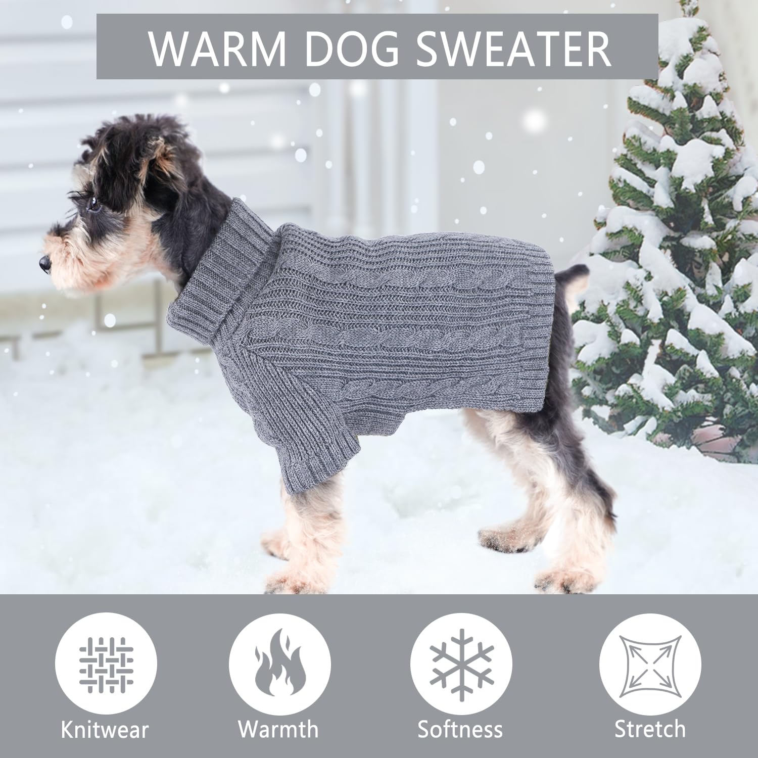 Suéteres de cuello alto para perros, ropa para perros pequeños, suéter de punto cálido para cachorros, ropa para clima frío, suéter para perros pequeños, suéter para otoño e invierno, ropa para gatos