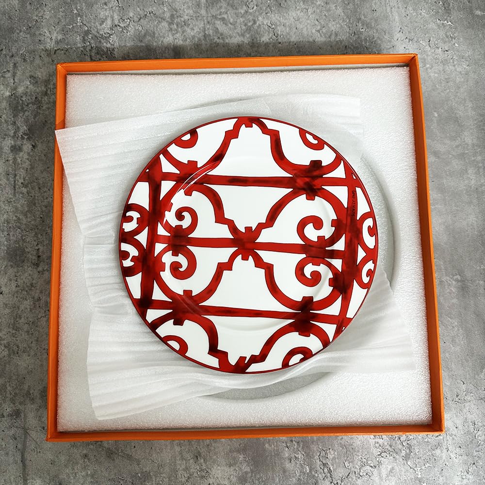 Ceramiczna zastawa stołowa 4 sztuk 8 Cal luksusowe porcelany kostnej naczynia i talerze porcelanowe ciasto danie ciasto taca na owoce ceramiczne zastawy stołowe stek płytkie talerze (Color : 1 pcs 10
