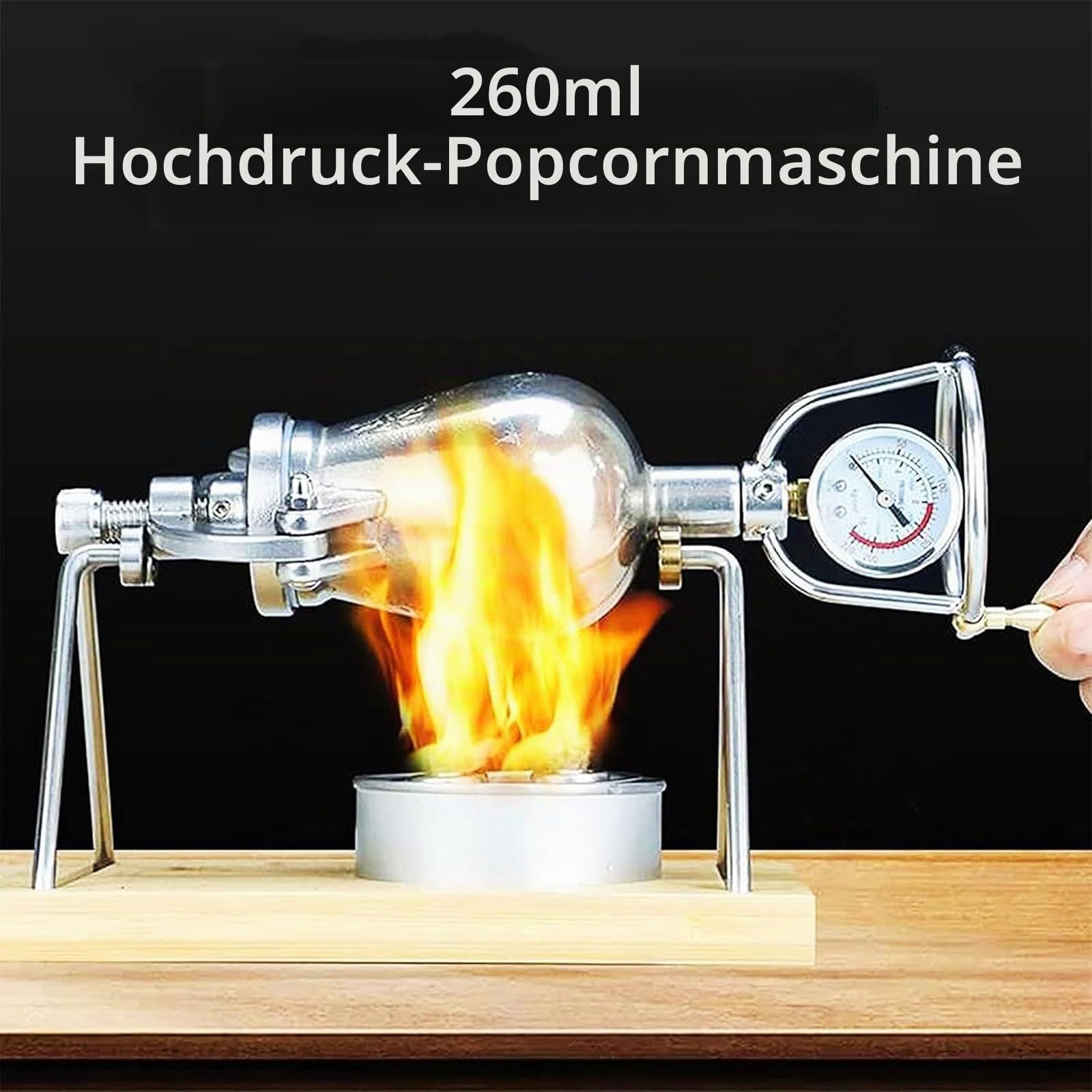 Edelstahl-Popcorn-Popper, Offenes Feuer, Popcorn-Maschine, 360 ml